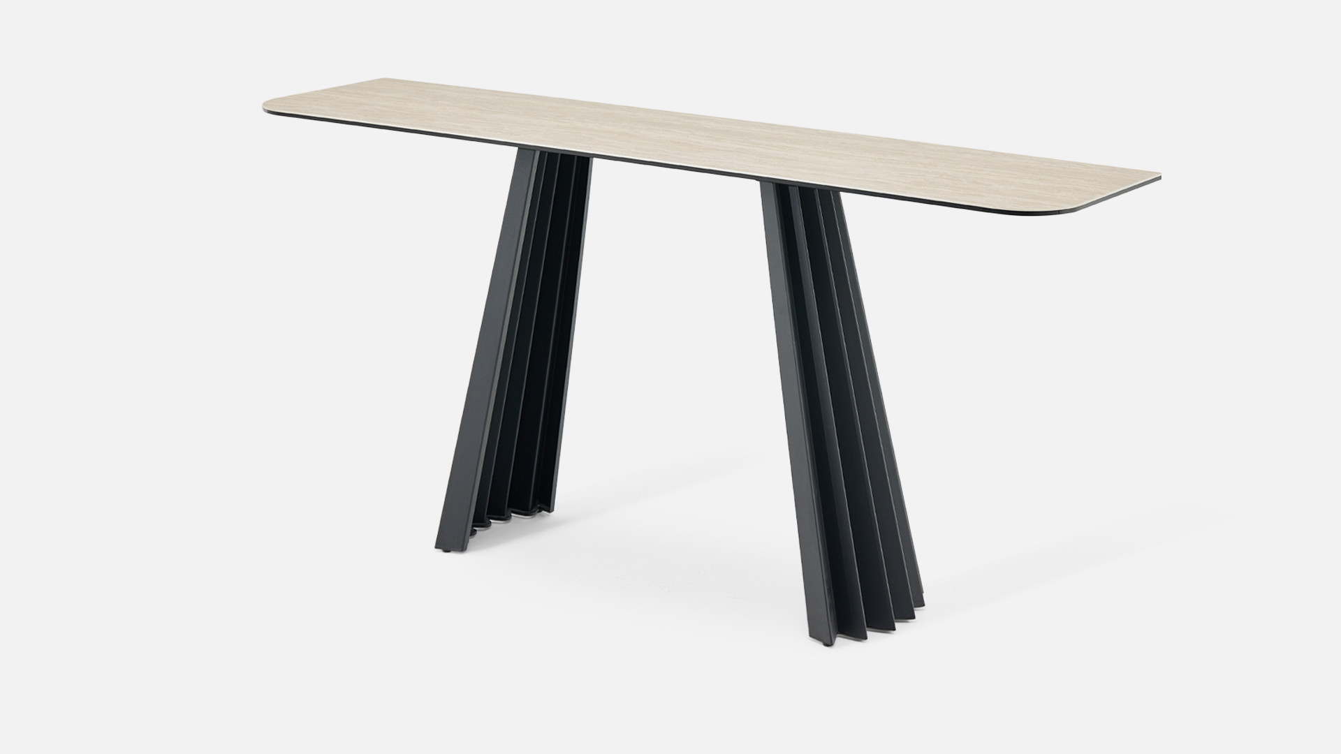 Console EVENTAIL plateau céramique et piètement fer laqué noir