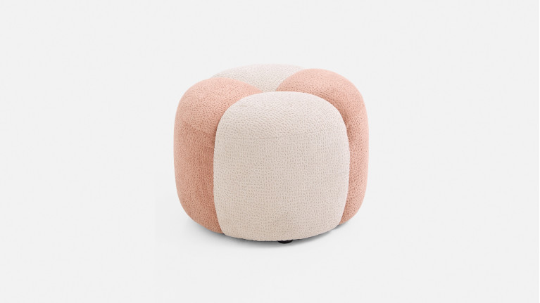 Pouf rond GLORIA, en tissu bouclette