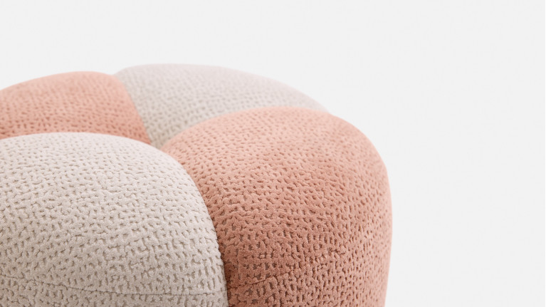 Pouf rond GLORIA, en tissu bouclette