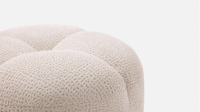Pouf rond GLORIA, en tissu bouclette