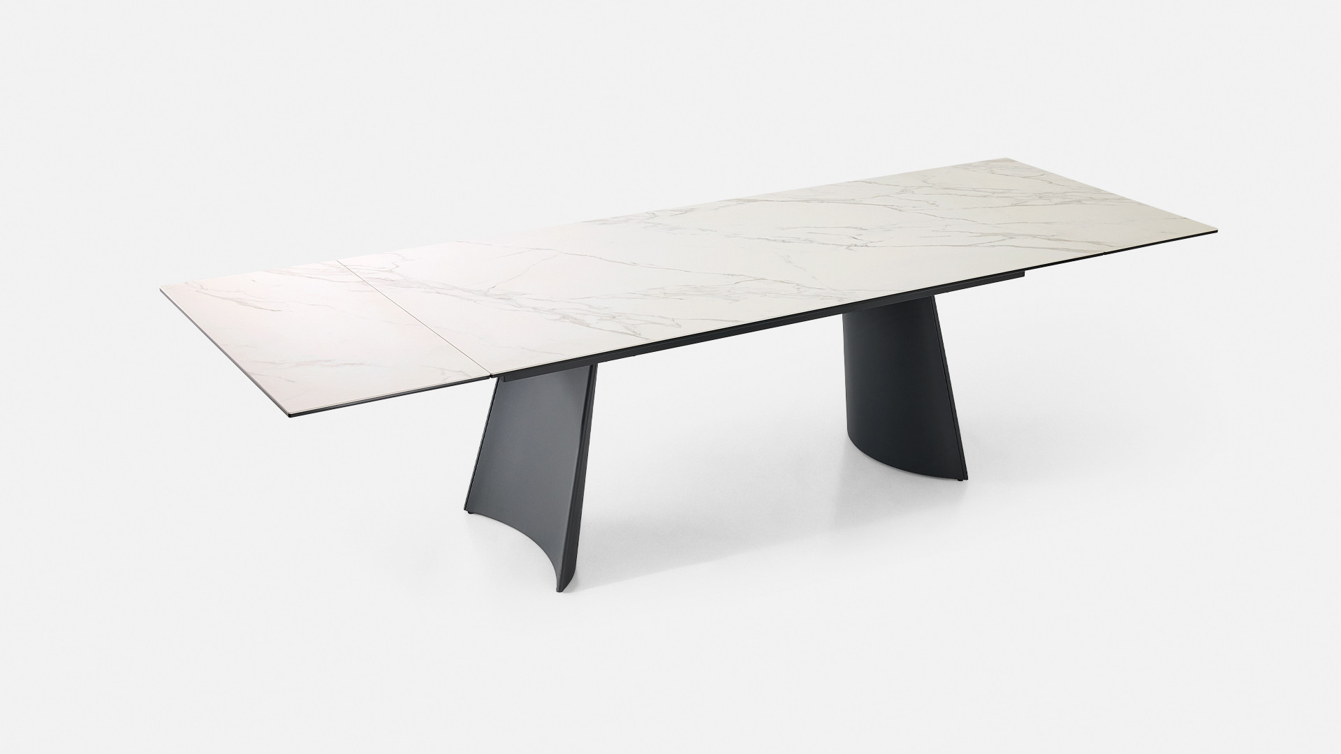 Table de repas extensible NEMO – Plateau céramique tonneau & Piétement