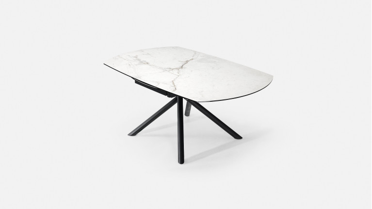 Table extensible STAR, plateau rond céramique, piétement fer