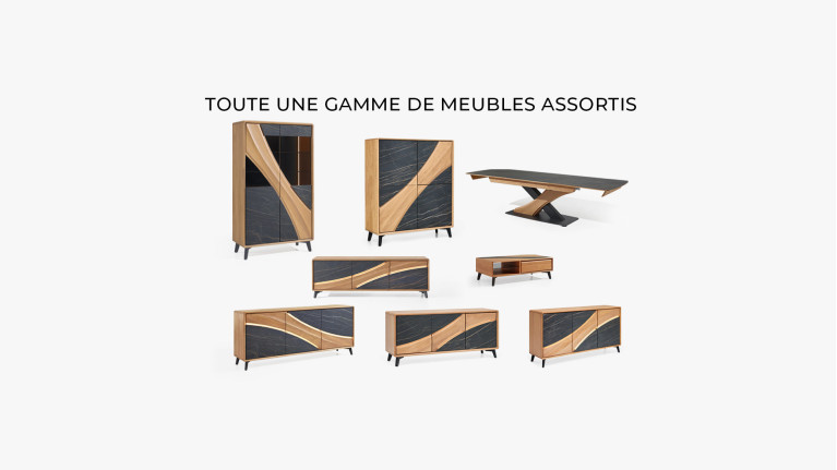 Table basse CANYON — Céramique marbrée et chaleur du chêne