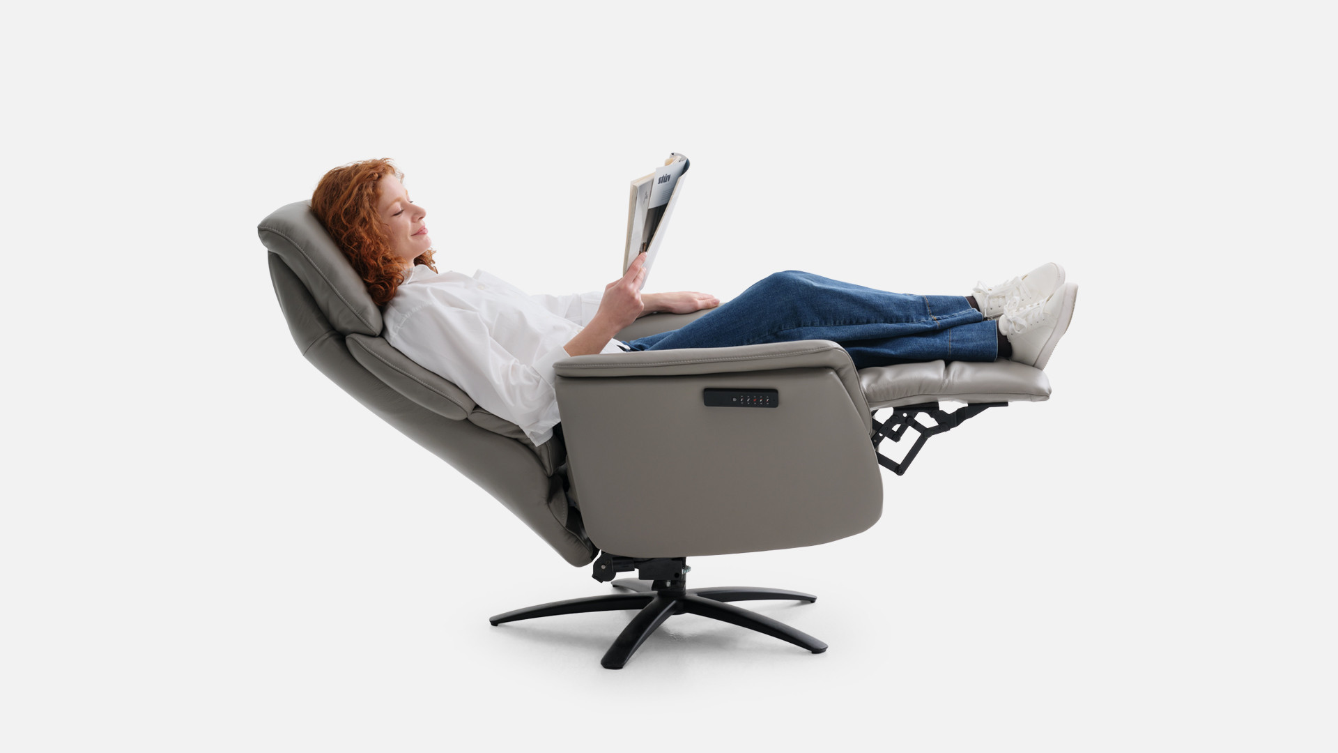 Fauteuil relax électrique GABIN avec moteurs en cuir
