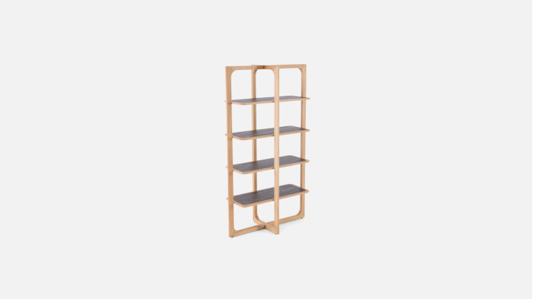 Bibliothèque VERTIGO en bois et céramique