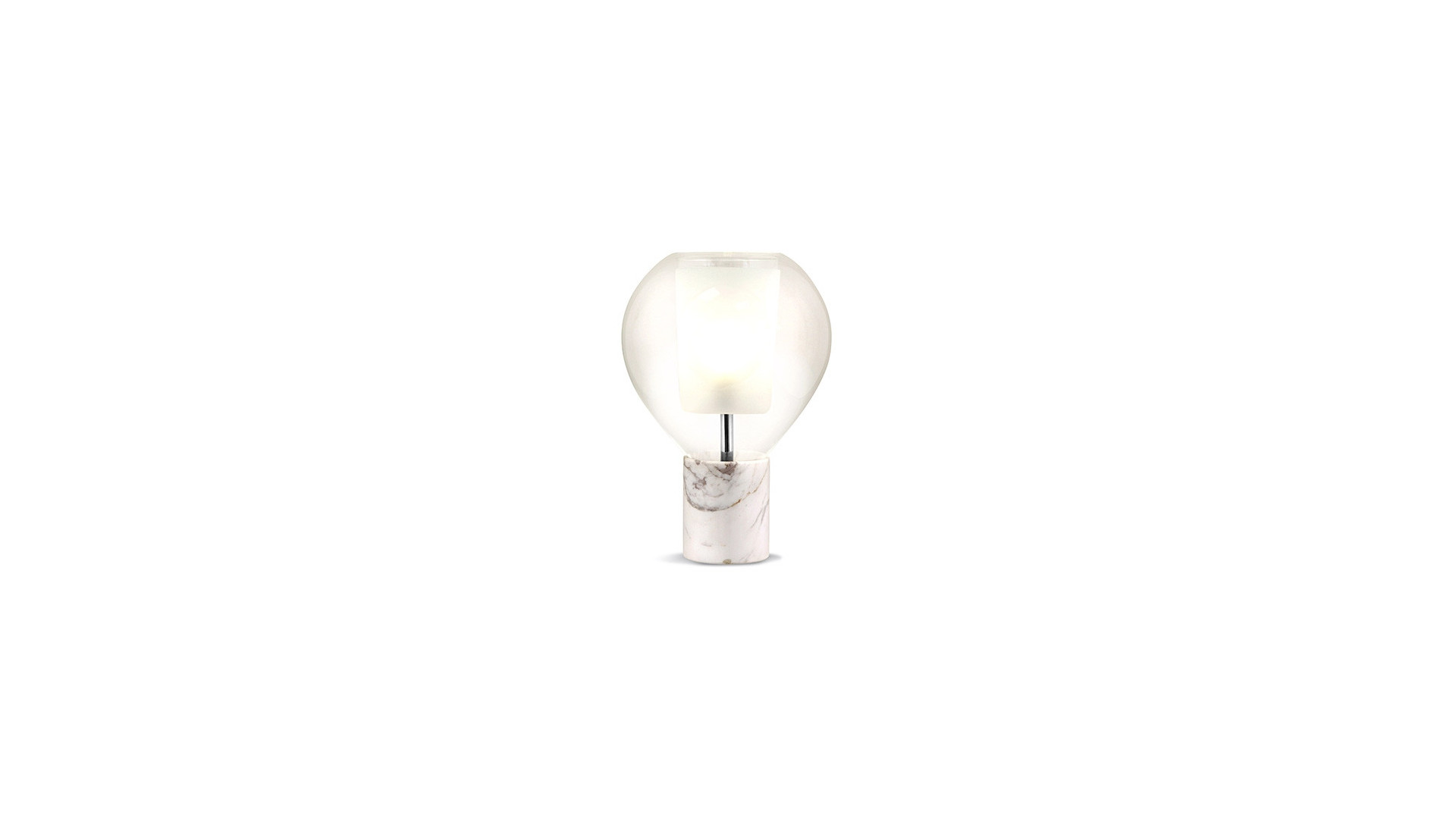 Lampe CIRCE - Base en marbre blanc (existe en noir et travertin) et design tout en rondeur pour cette lampe de table d'exception